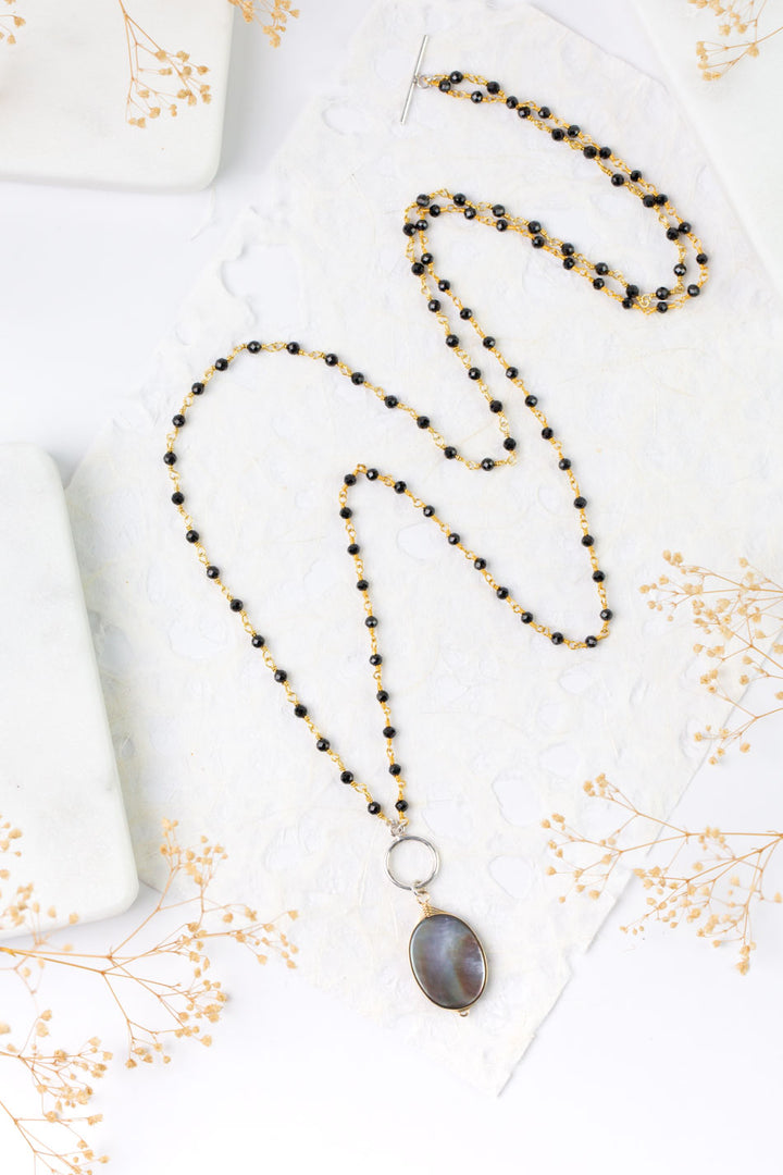 Nightfall 16 or 31" Hematite With Abalone Simple Necklace