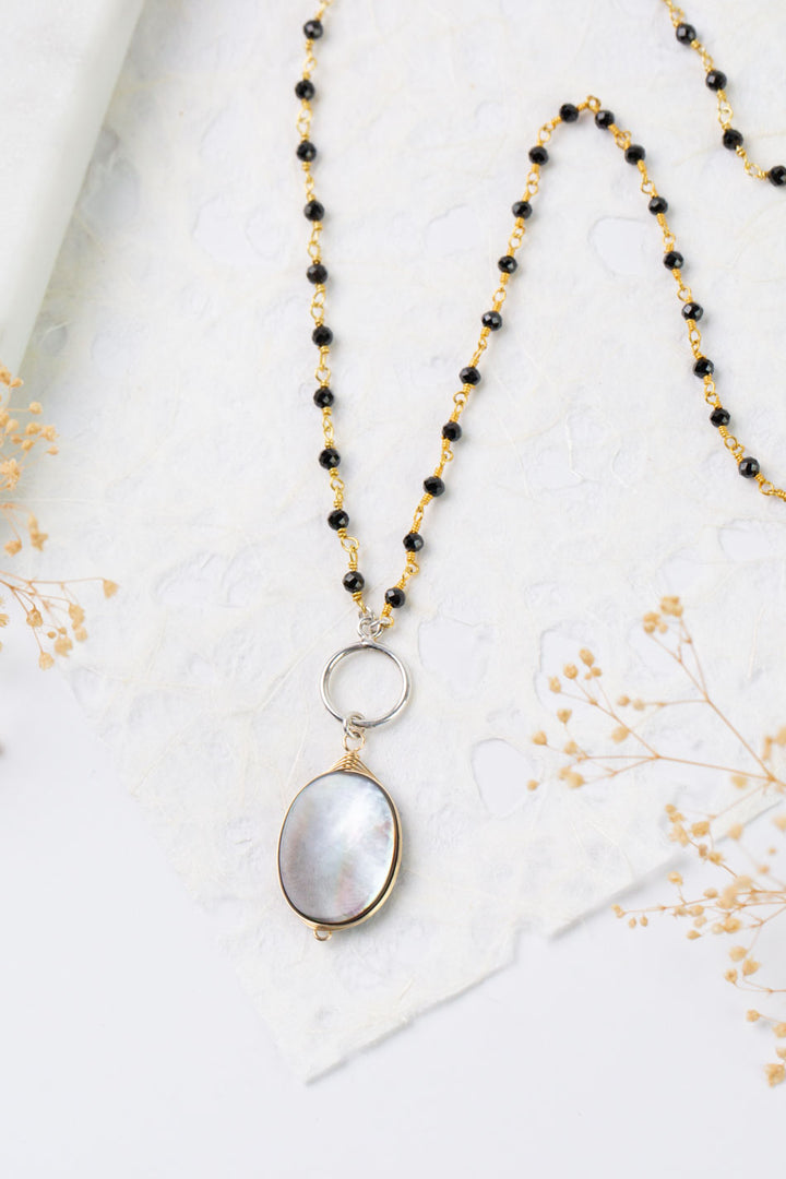Nightfall 16 or 31" Hematite With Abalone Simple Necklace