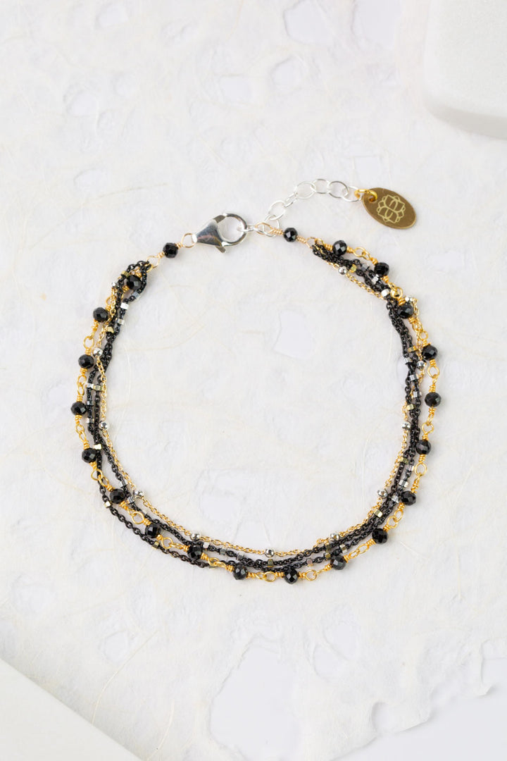 Nightfall 7.5-8.5"  Black Hematite Multistand Bracelet