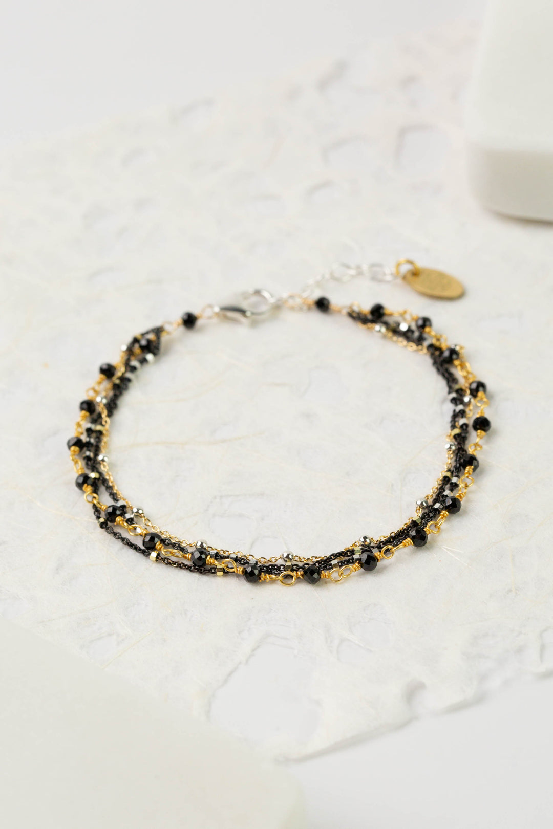 Nightfall 7.5-8.5"  Black Hematite Multistand Bracelet