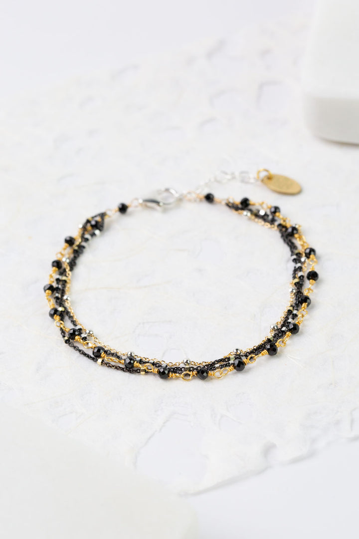 Nightfall 7.5-8.5"  Black Hematite Multistand Bracelet