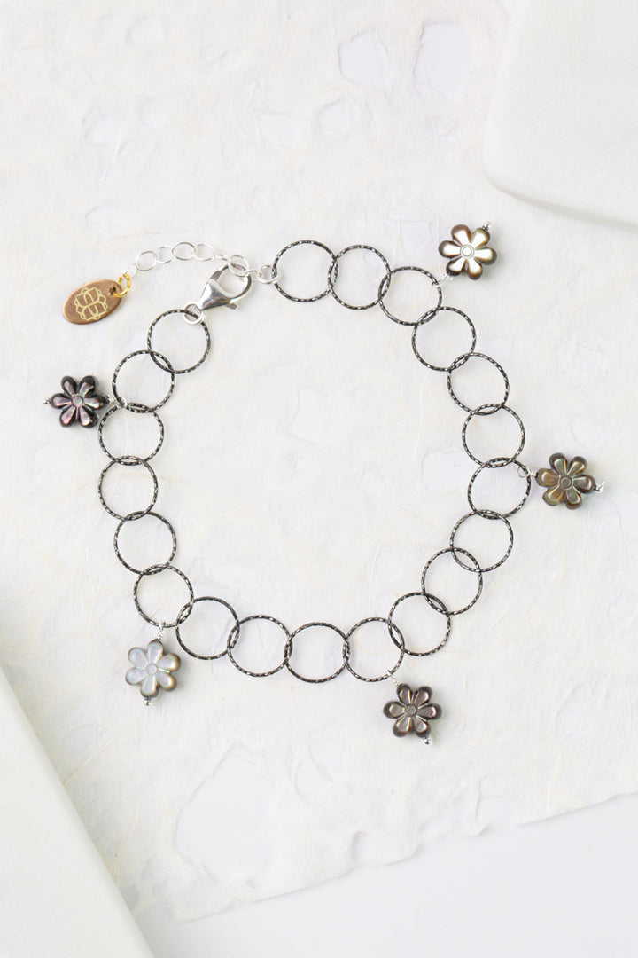 Nightfall 7.5-8.5" Abalone Flower Dangles Simple Bracelet