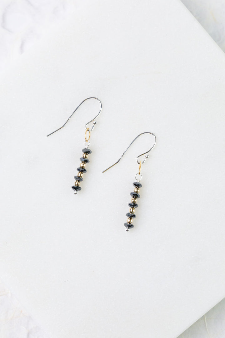 Nightfall Black Hematite Rondelle Simple Earrings