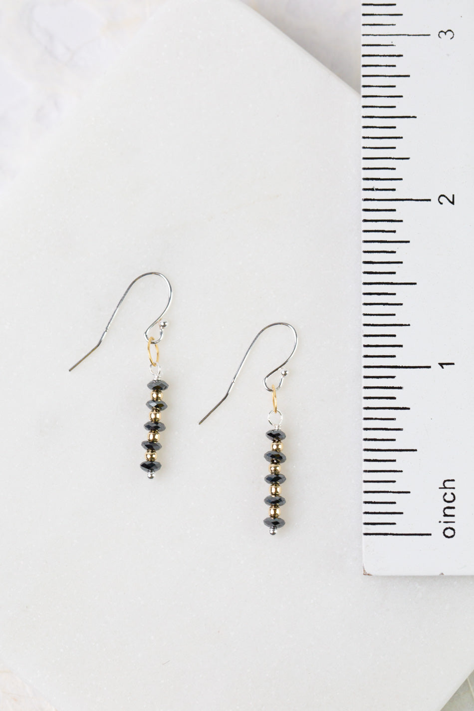 Nightfall Black Hematite Rondelle Simple Earrings