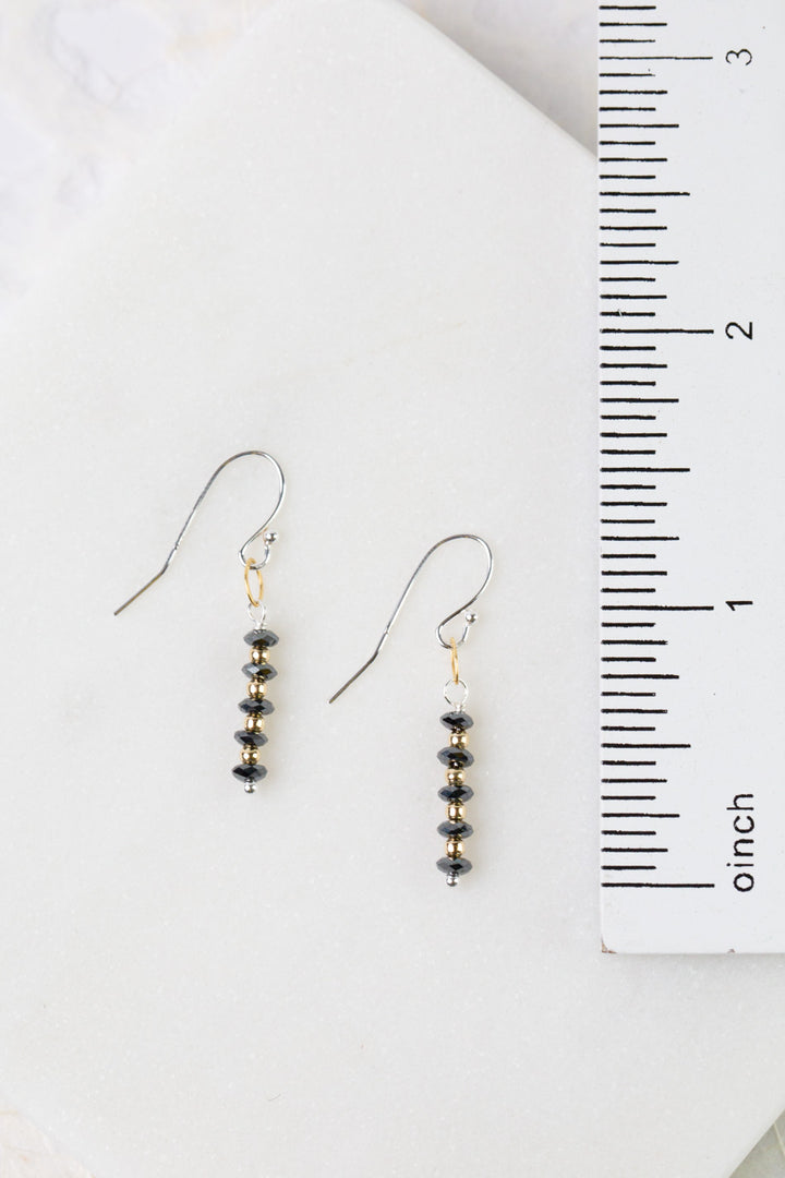 Nightfall Black Hematite Rondelle Simple Earrings
