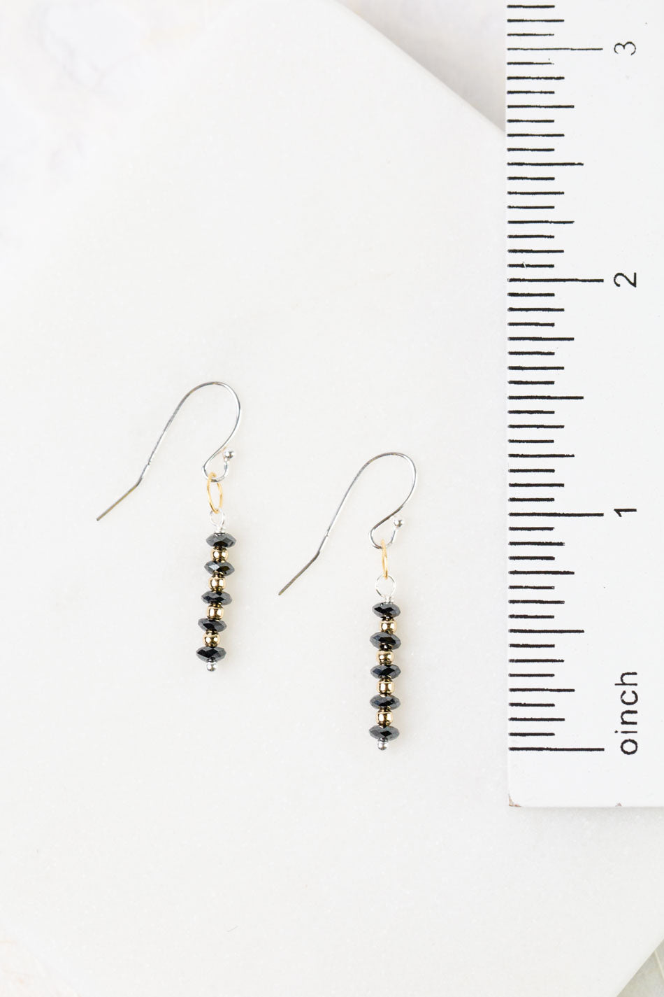 Nightfall Black Hematite Rondelle Simple Earrings