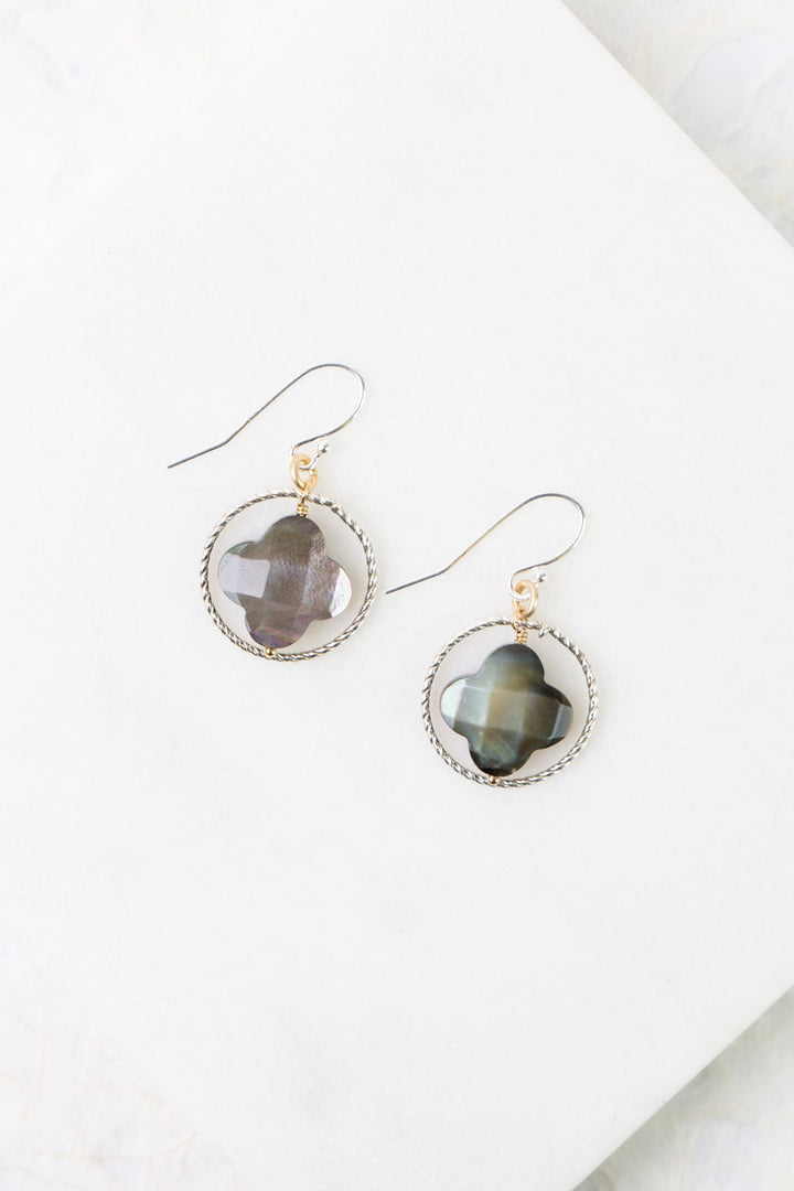 Nightfall Abalone Clover Dangle Earrings