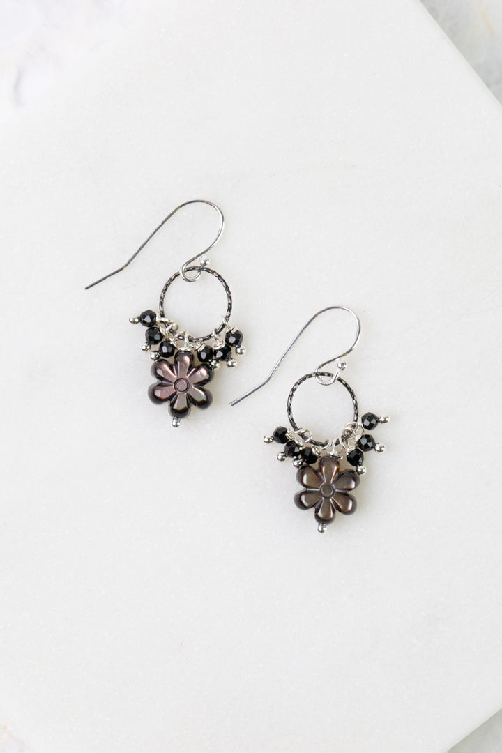 Nightfall Abalone Flower Hoop Earrings