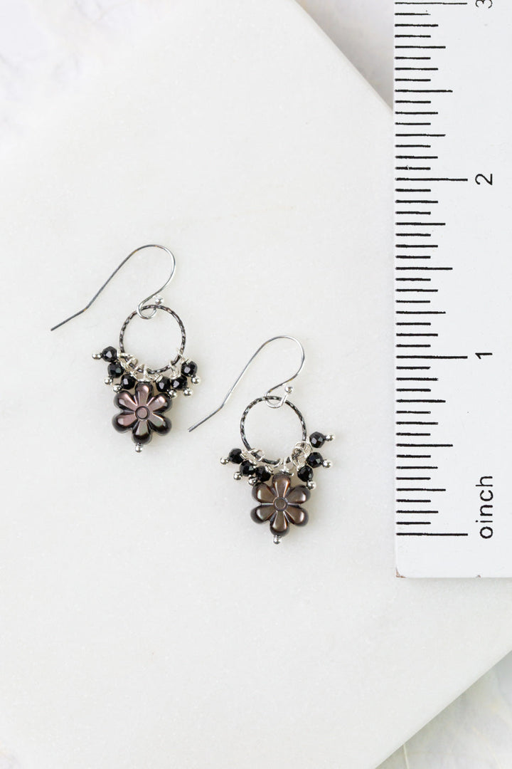 Nightfall Abalone Flower Hoop Earrings