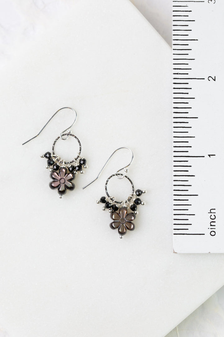 Nightfall Abalone Flower Hoop Earrings