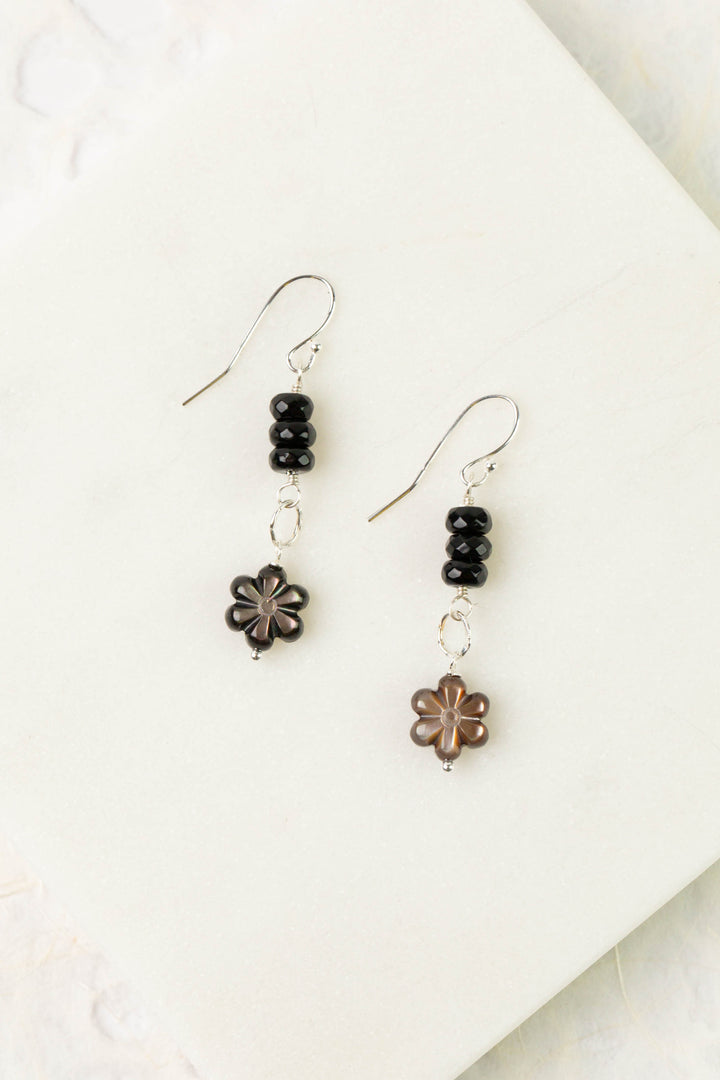 Nightfall Stacked Abalone Flower Dangle Earrings
