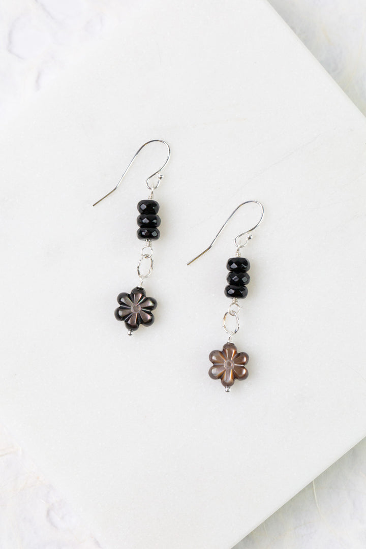 Nightfall Stacked Abalone Flower Dangle Earrings