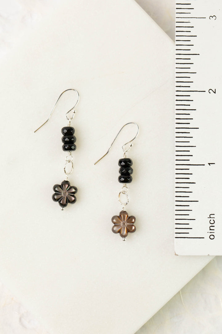 Nightfall Stacked Abalone Flower Dangle Earrings