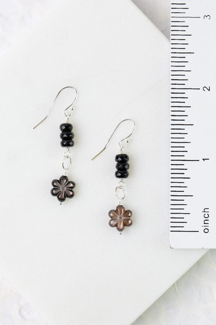 Nightfall Stacked Abalone Flower Dangle Earrings