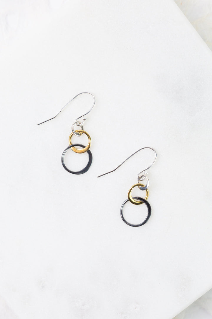Nightfall Mixed Metal Circles Simple Earrings