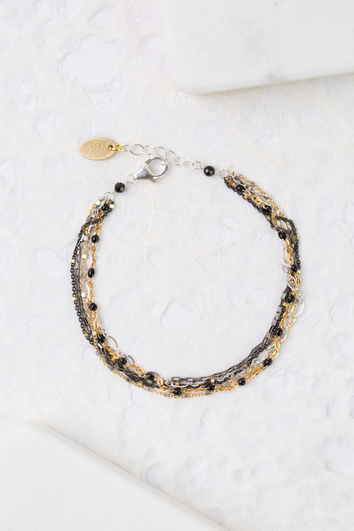 Nightfall 7.5-8.5" Mixed Metal Chain Multistrand Bracelet