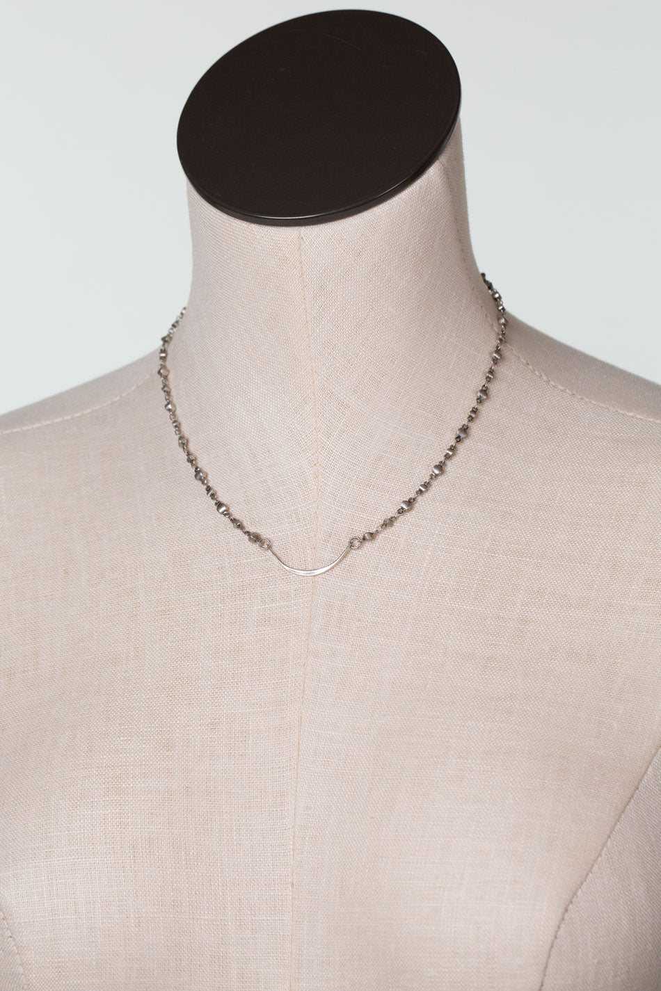 Namaste 15.5-17.5" Antique Silver Semicircle Simple Necklace