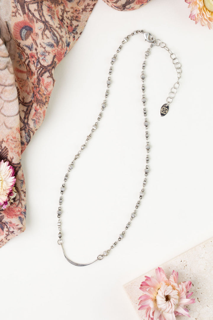 Namaste 15.5-17.5" Antique Silver Semicircle Simple Necklace