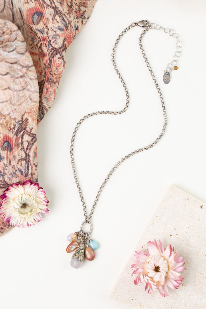 Namaste 16.5-18.5" Czech Glass, Jasper Cluster Necklace