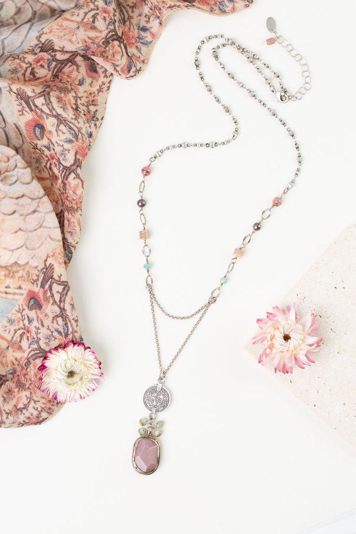 Namaste 23.5-25.5" Czech Glass, Jasper, Freshwater Pearl Statement Necklace