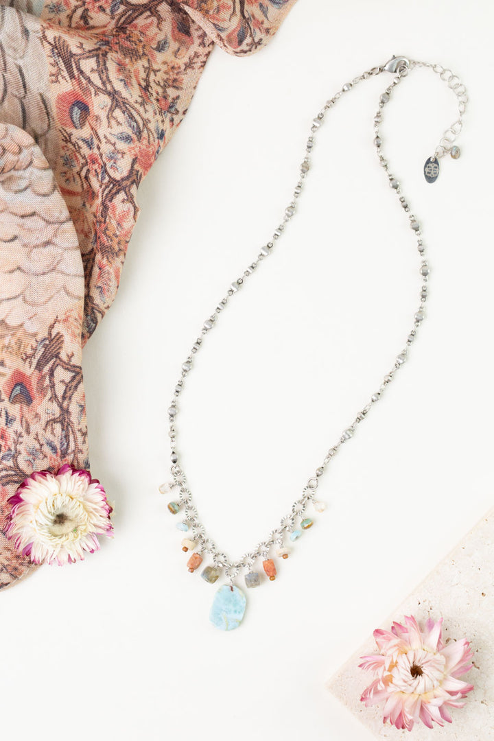 Namaste 18-20" Labradorite, Larimar, Jasper Simple Necklace