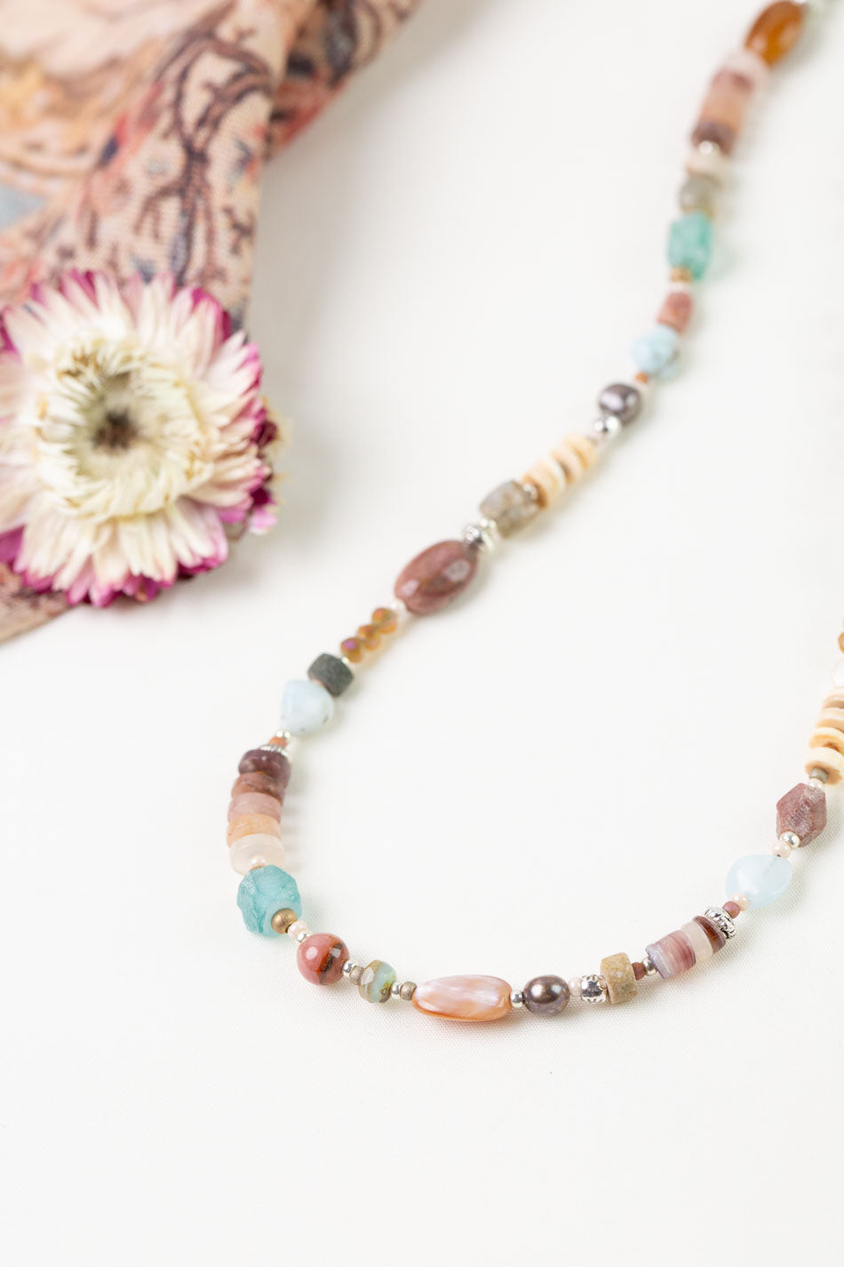 Namaste 22.5-24.5" Labradorite, Larimar, Jasper Simple Necklace