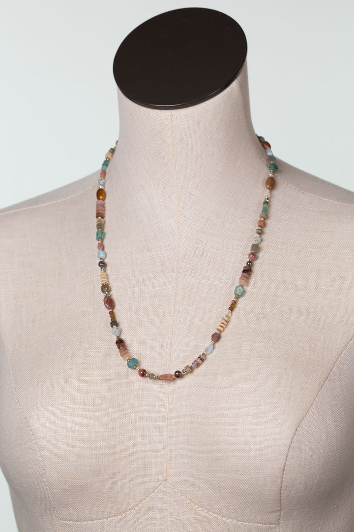 Namaste 22.5-24.5" Labradorite, Larimar, Jasper Simple Necklace