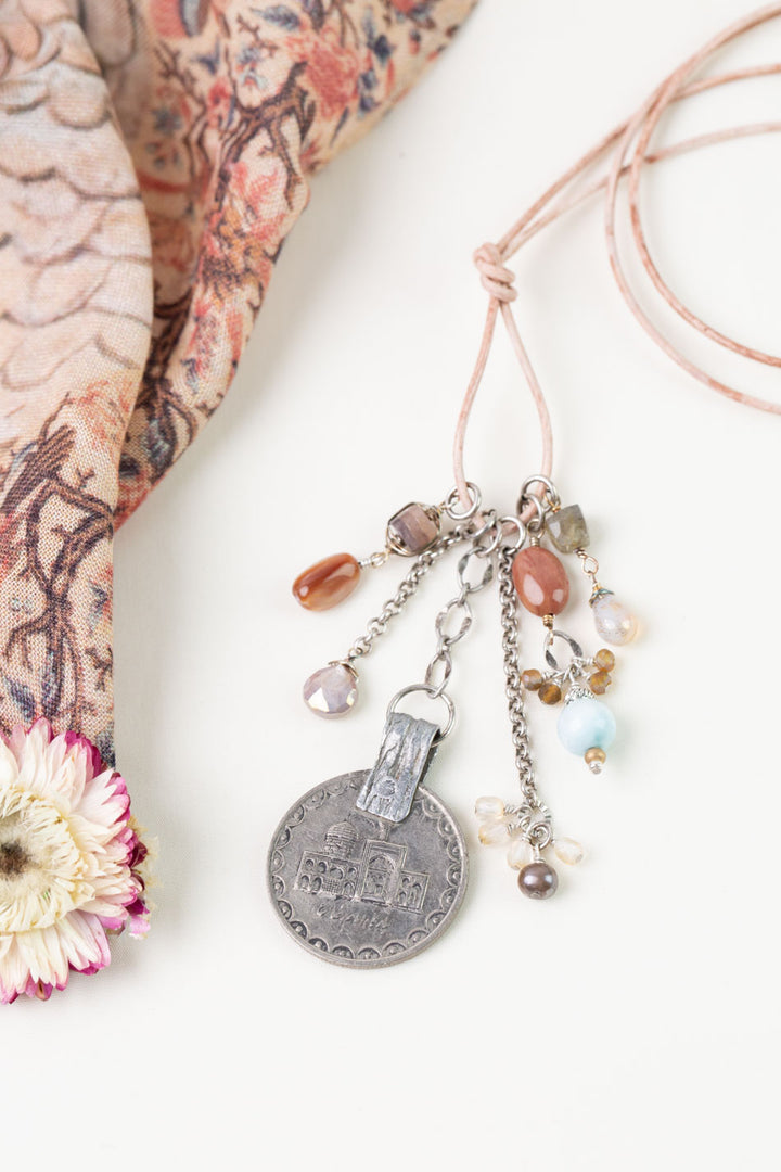 Namaste 25-27" Jasper, Afghan Coin Pendant, Czech Glass Statement Necklace