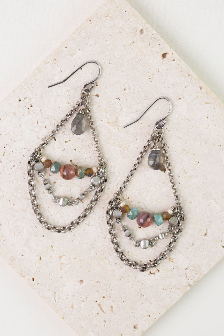 Namaste Jasper, Labradorite, Czech Glass Statement Earrings