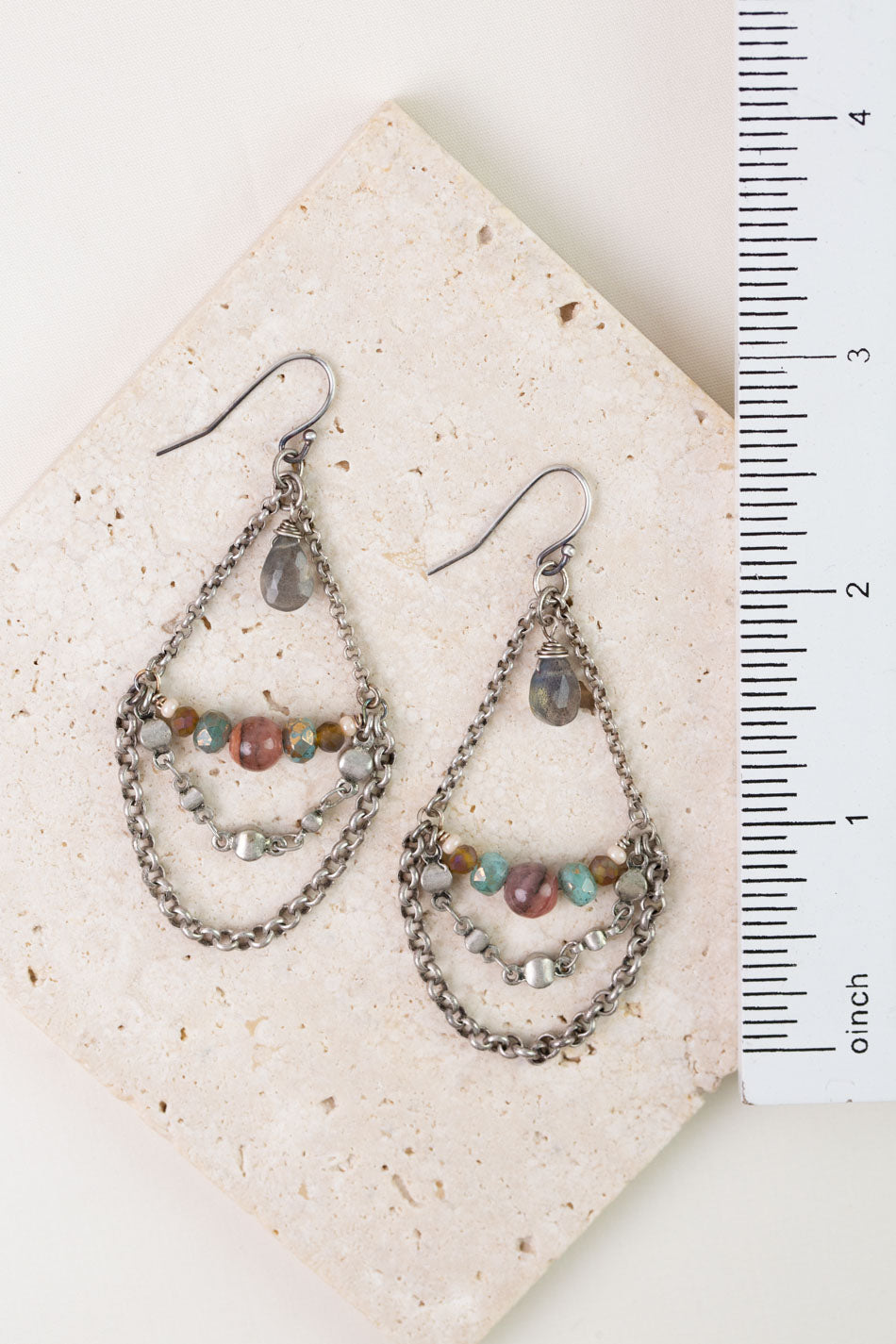 Namaste Jasper, Labradorite, Czech Glass Statement Earrings