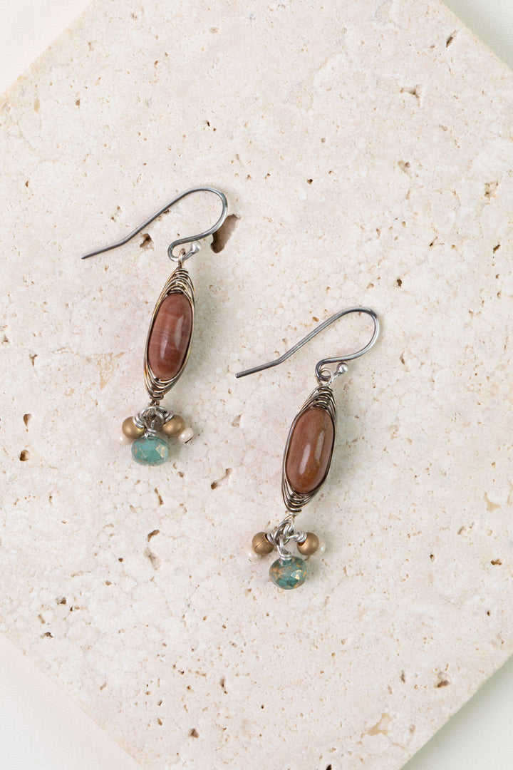 Namaste Czech Glass, Jasper Herringbone Earrings