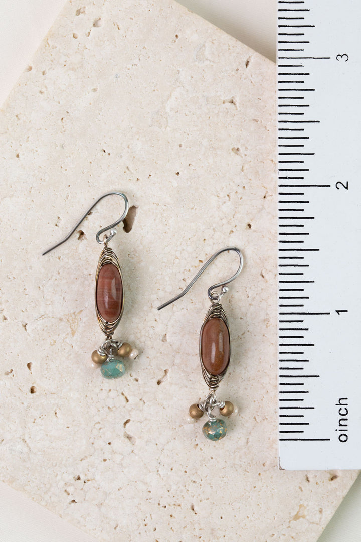 Namaste Czech Glass, Jasper Herringbone Earrings