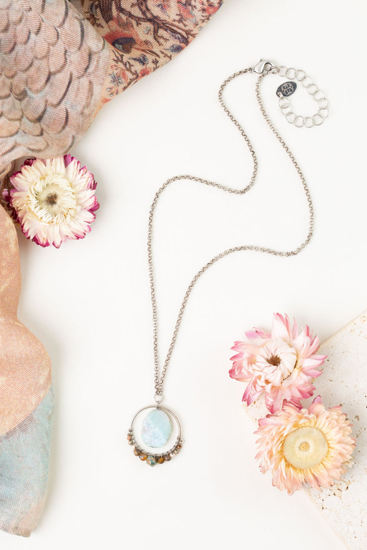 Namaste 16-18" Czech Glass with Larimar Simple Necklace