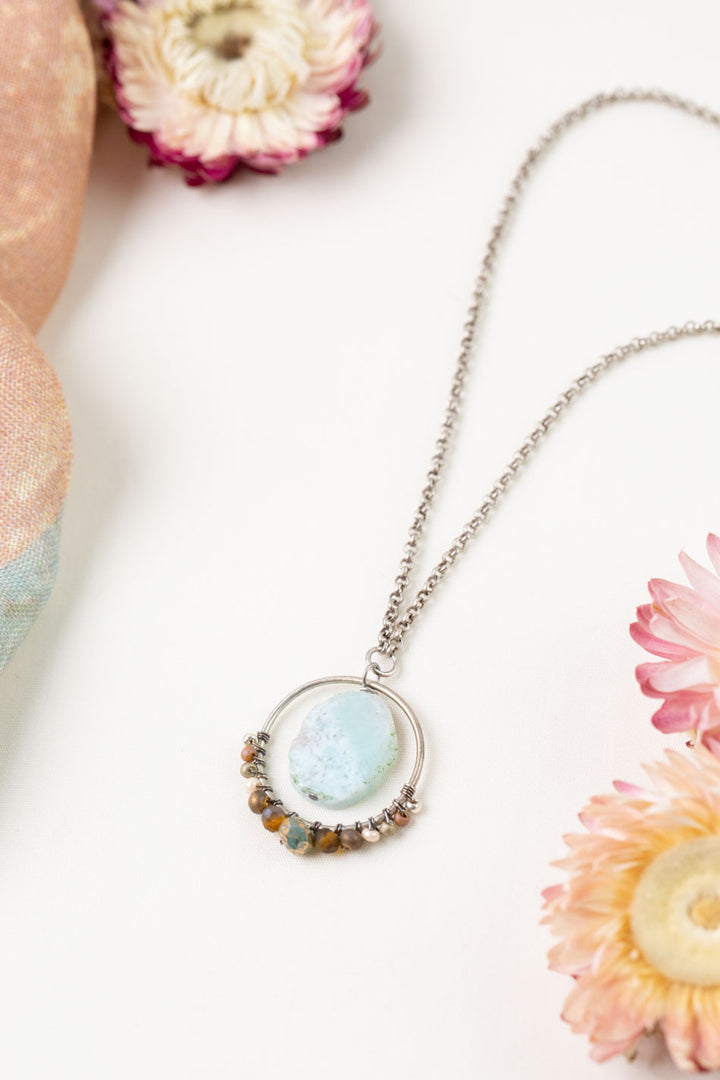 Namaste 16-18" Czech Glass with Larimar Simple Necklace