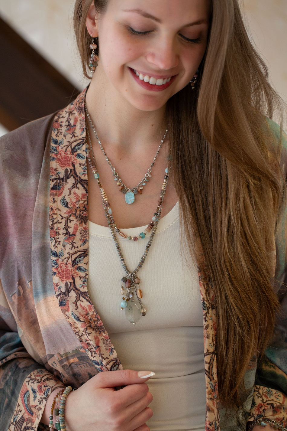 Namaste 18-20" Labradorite, Larimar, Jasper Simple Necklace