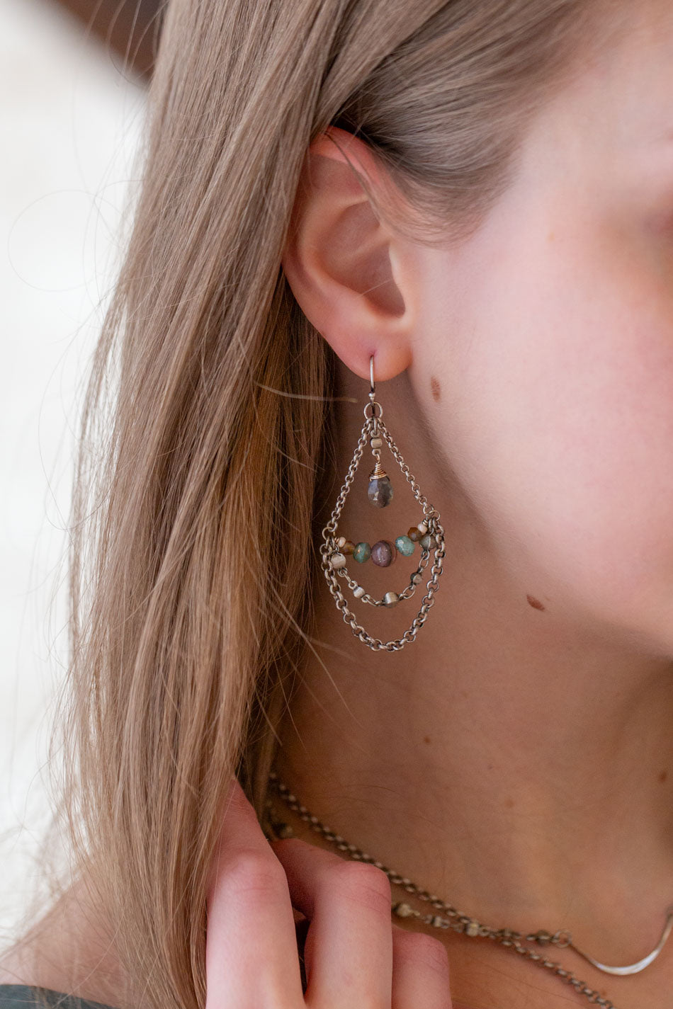 Namaste Jasper, Labradorite, Czech Glass Statement Earrings