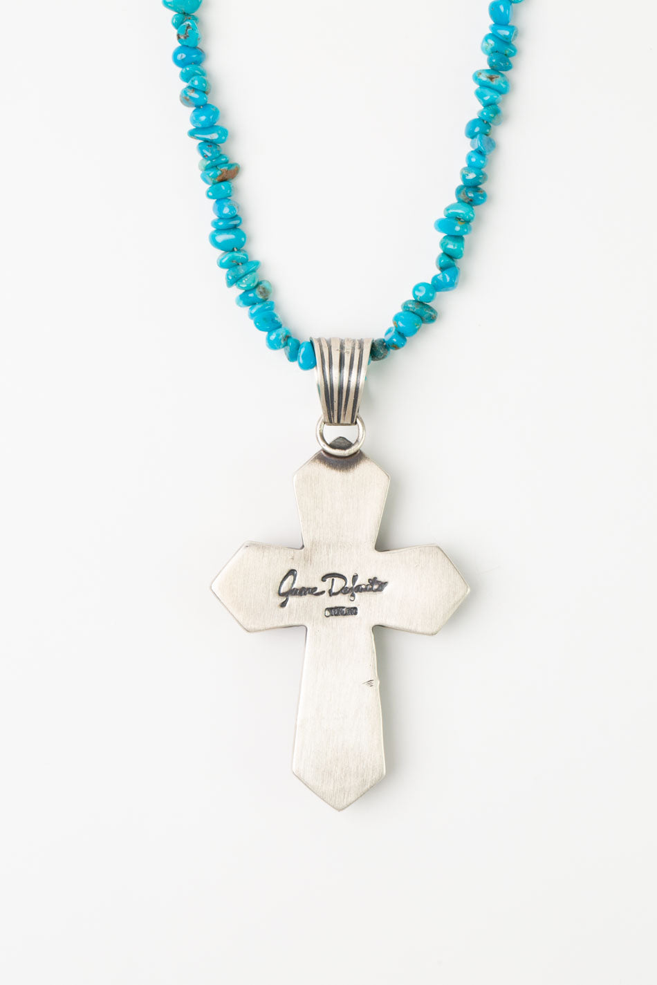 Jereme Delgarto 25-27" Kingman Turquoise Cross Statement Necklace