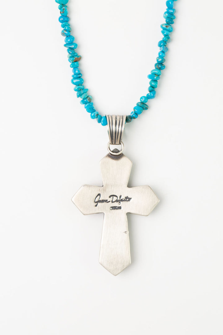 Jereme Delgarto 25-27" Kingman Turquoise Cross Statement Necklace