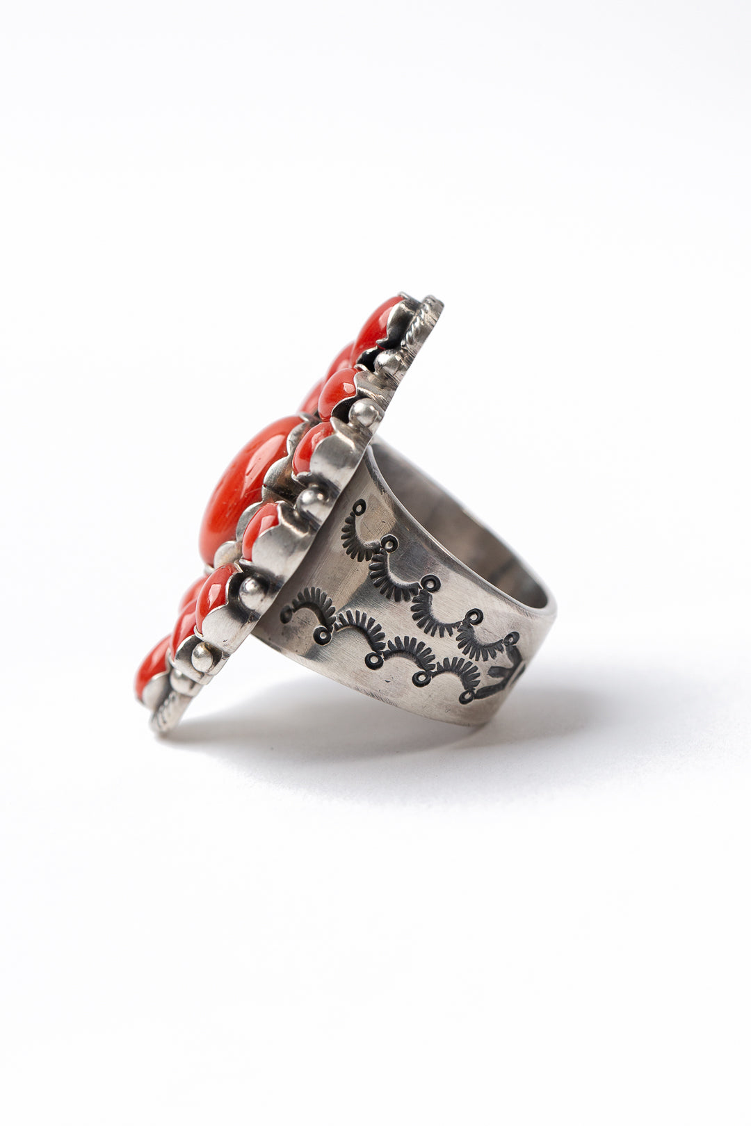 Mark Yazzie Handcrafted Coral Ring