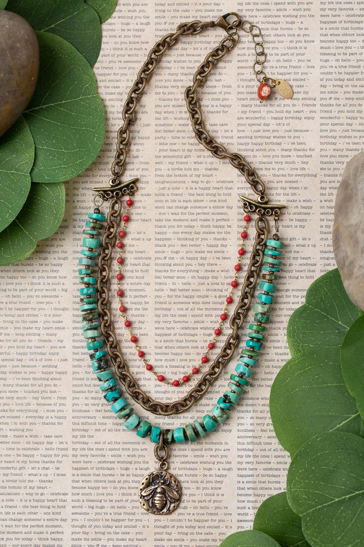 One Of A Kind 17-19" Turquoise Multistrand Necklace