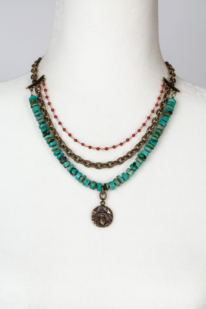 One Of A Kind 17-19" Turquoise Multistrand Necklace