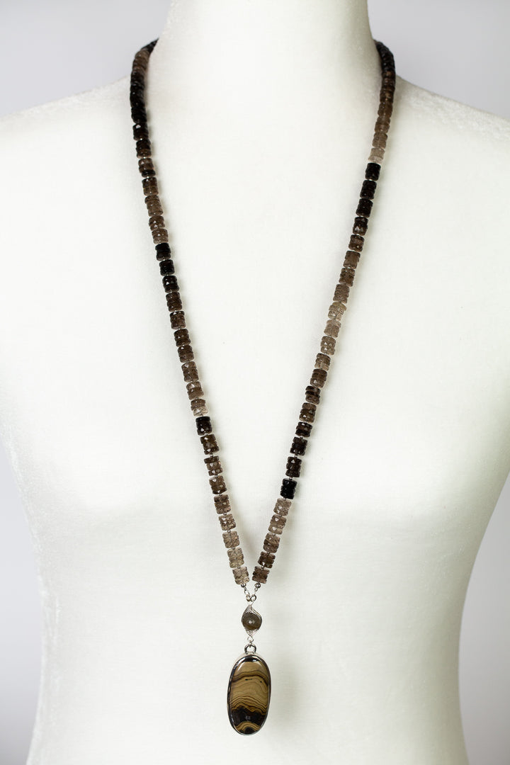 One Of A Kind 29.5-31.5" Smoky Quartz With Schelen Blend Statement Necklace
