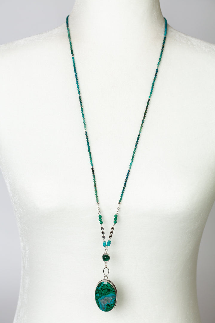 One Of A Kind 30-32" Turquoise, Chrysocolla With Malachite Statement Necklace