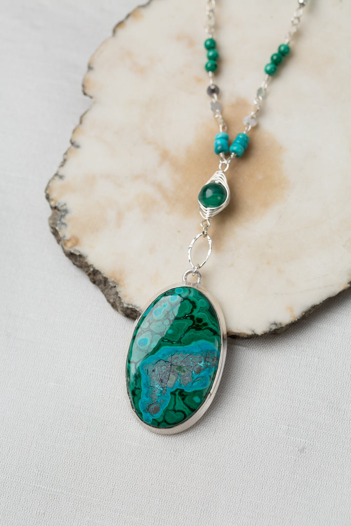 One Of A Kind 30-32" Turquoise, Chrysocolla With Malachite Statement Necklace