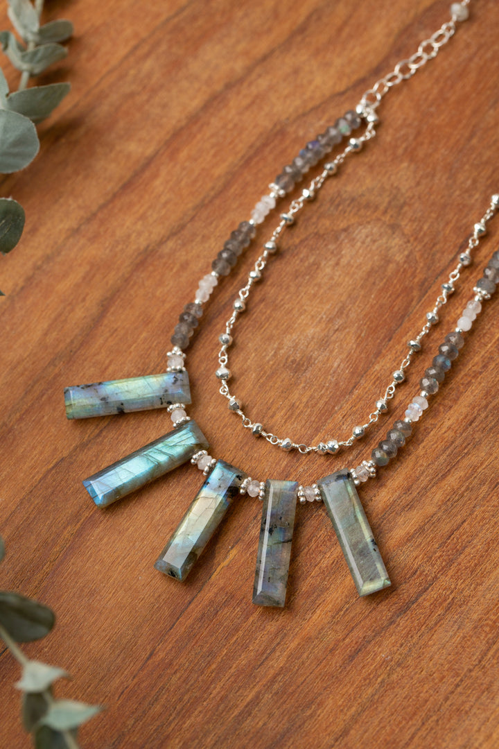 One Of A Kind 18-20" Rainbow Quartz With Labradorite Multistrand Necklace