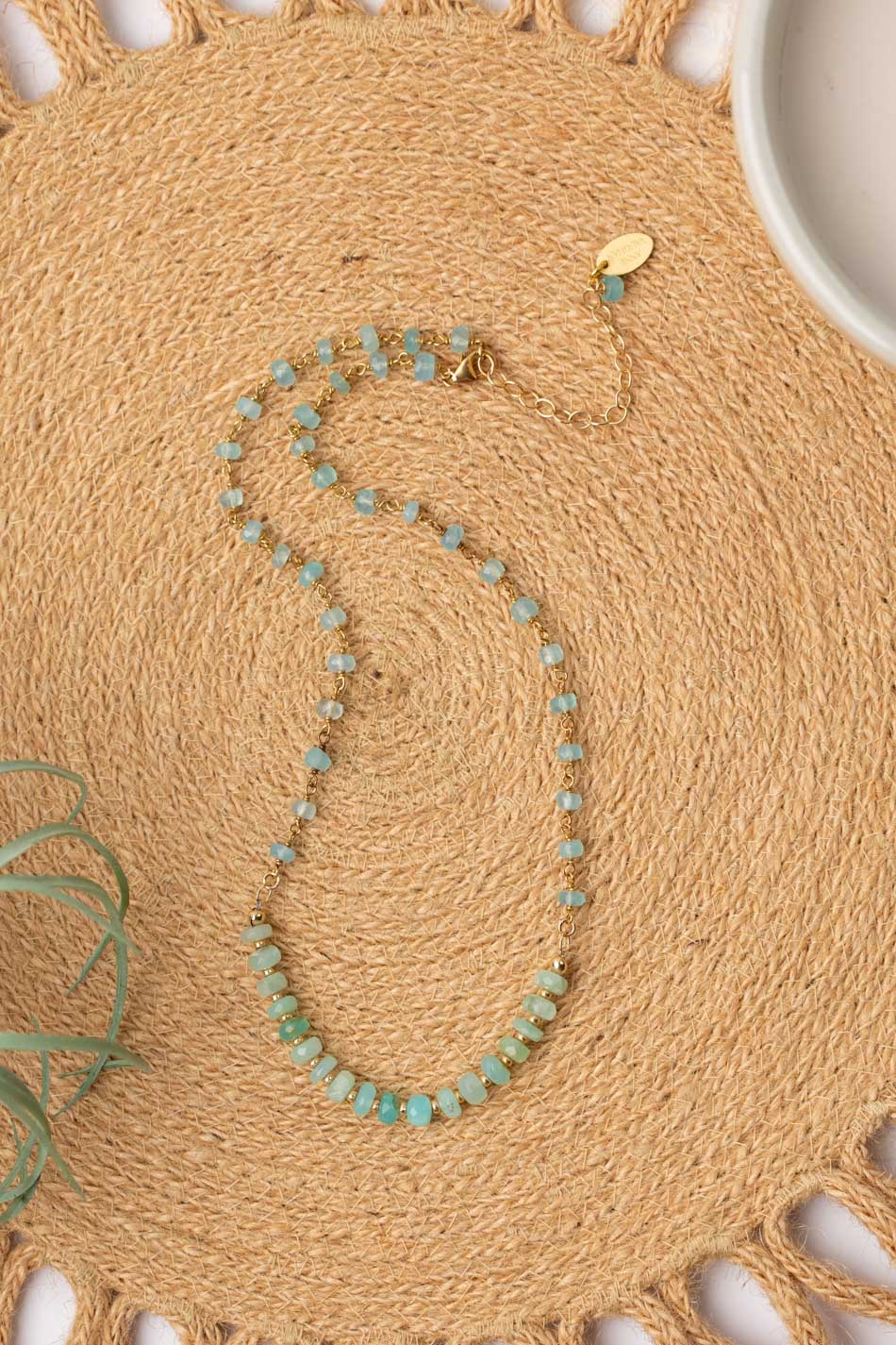 One Of A Kind 14.75-16.75" Chalcedony With Peruvian Opal Simple Necklace