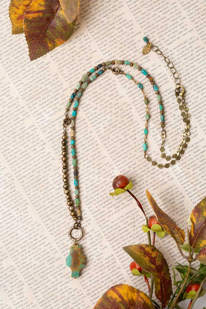 One Of A Kind 27-29" Freshwater Pearls With Natural Turquoise Statement Necklace