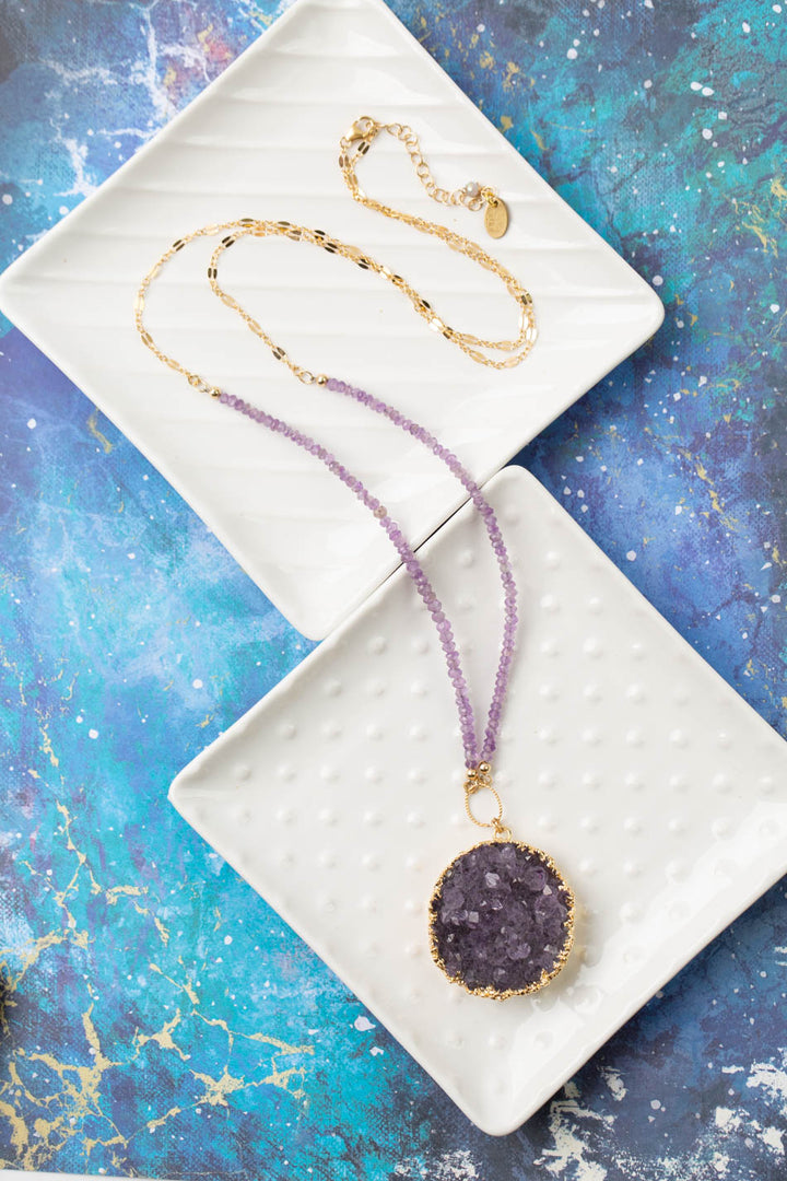 One Of A Kind 27-29" Amethyst Druzy Statement Necklace