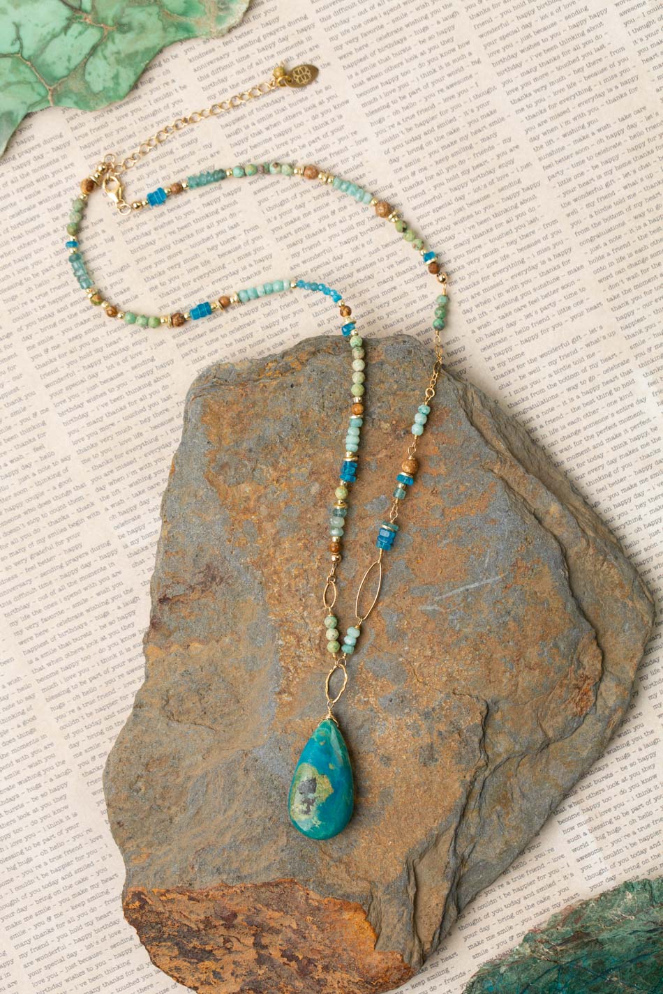 One Of A Kind 18.25-20.25" Apatite, Turquoise, Amazonite With Opalina Collage Necklace
