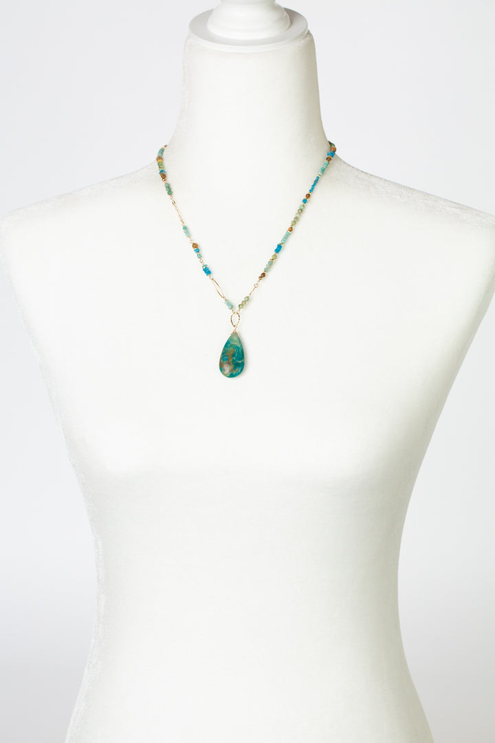 One Of A Kind 18.25-20.25" Apatite, Turquoise, Amazonite With Opalina Collage Necklace
